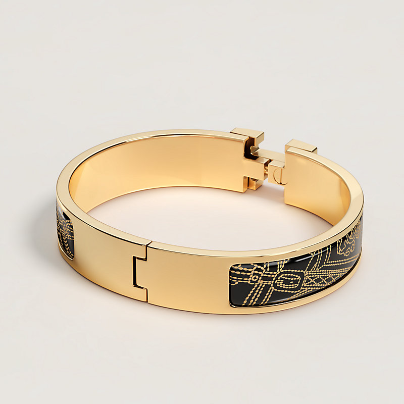 Clic H Brides de Gala Applique Pique bracelet - Black | Hermès USA